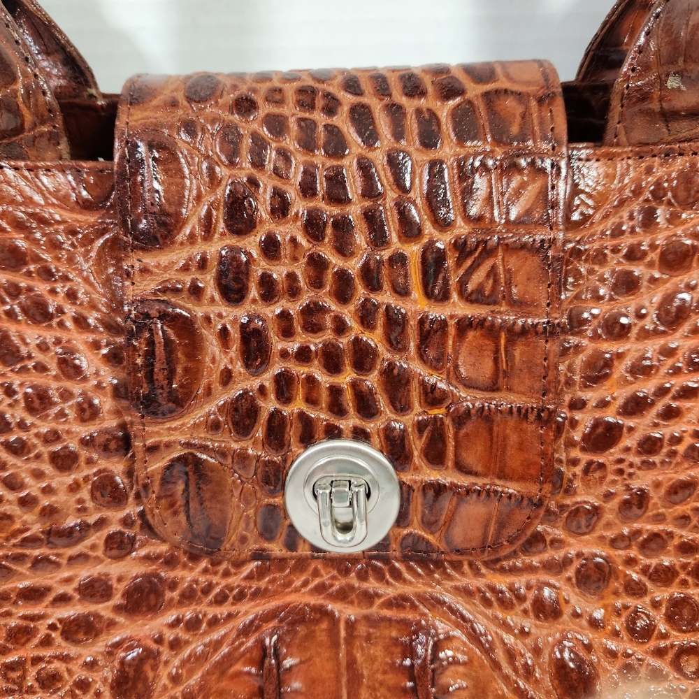 Veari hornback authentic crocodile leather xl tote bag purse carmel brown euc! - Picture 2 of 16